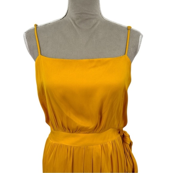 Modern Citizen Mila Tie-Front Layered Tank Midi Dress - Marigold Yellow -Large - Picture 3 of 11